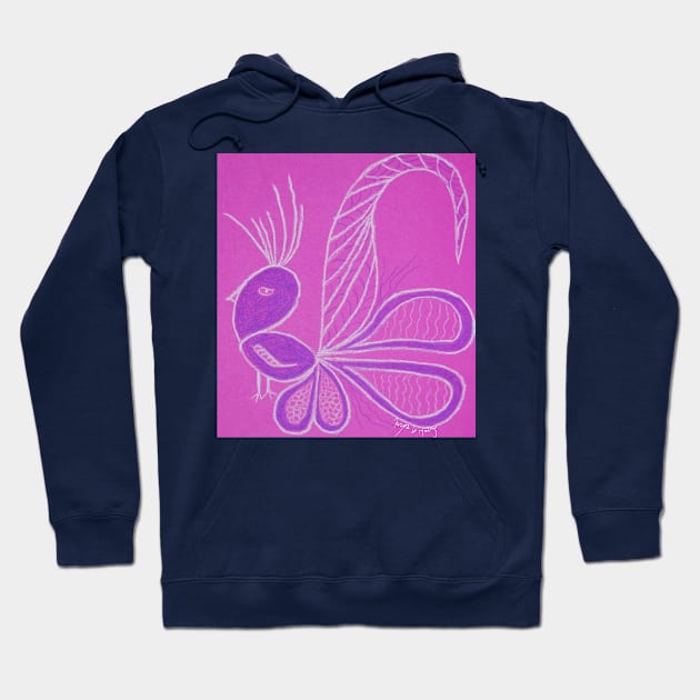 Oiseau rose Hoodie by Maryse Le Moing Art